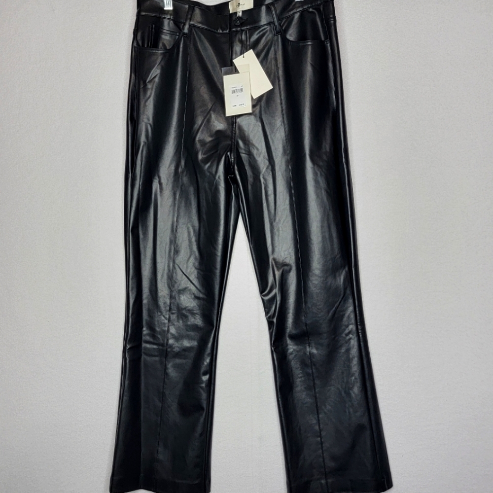 Women's 7 for All Mankind Faux Leather High Waist Slim Kick Size 32. #470